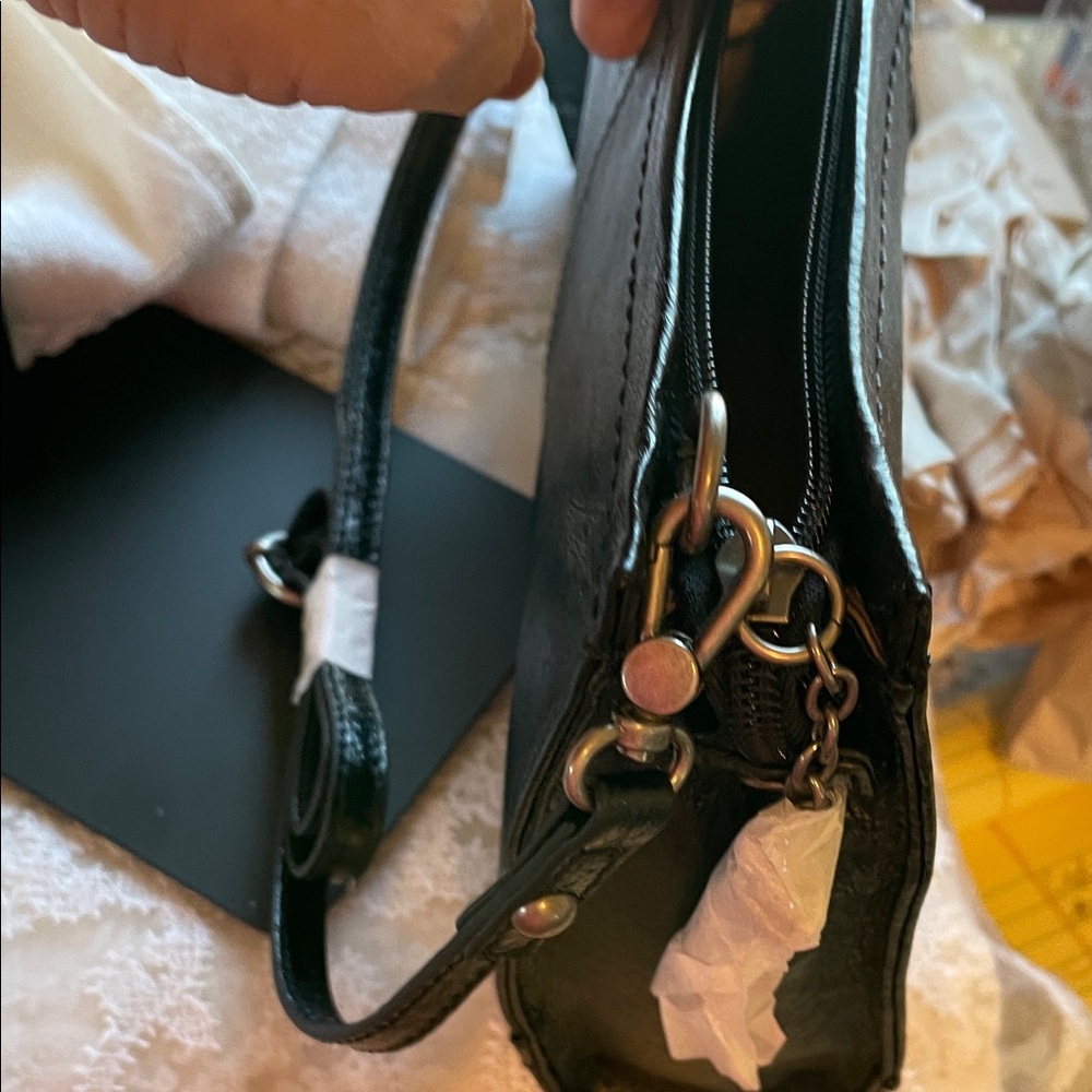 The Sak Black Leather  Shoulder Bag with Card Holder